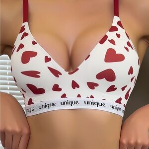 Nique Red Heart Print Bralette